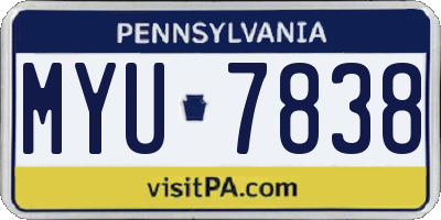 PA license plate MYU7838