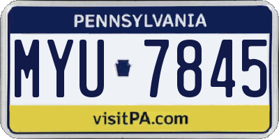 PA license plate MYU7845