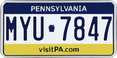 PA license plate MYU7847