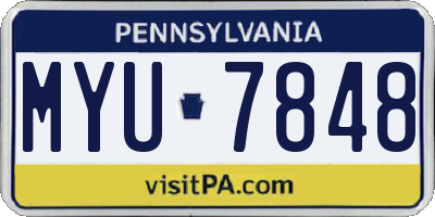 PA license plate MYU7848