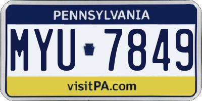 PA license plate MYU7849