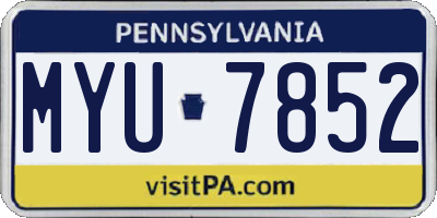 PA license plate MYU7852