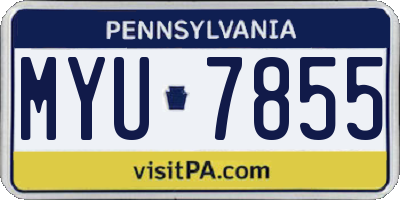 PA license plate MYU7855