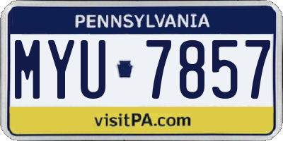 PA license plate MYU7857