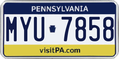 PA license plate MYU7858