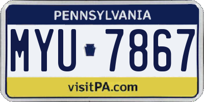 PA license plate MYU7867