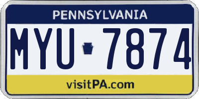 PA license plate MYU7874