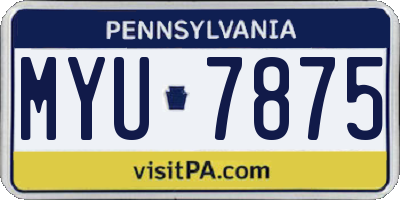 PA license plate MYU7875