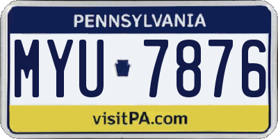 PA license plate MYU7876