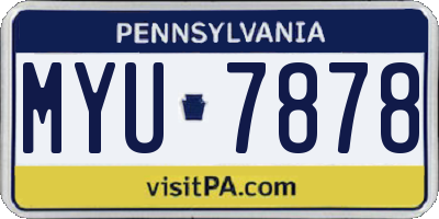 PA license plate MYU7878