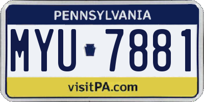 PA license plate MYU7881