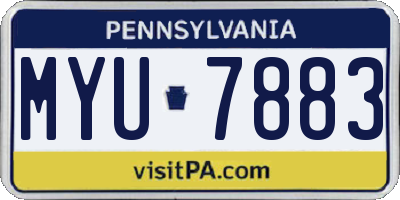 PA license plate MYU7883