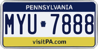 PA license plate MYU7888