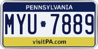 PA license plate MYU7889