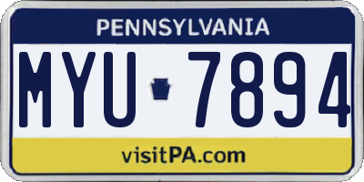 PA license plate MYU7894