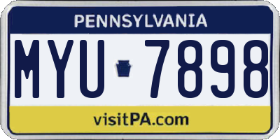 PA license plate MYU7898