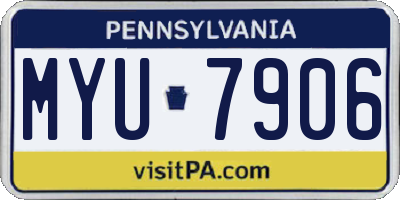 PA license plate MYU7906