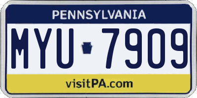 PA license plate MYU7909