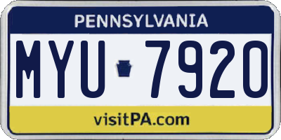 PA license plate MYU7920