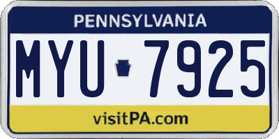 PA license plate MYU7925
