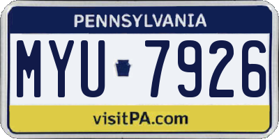 PA license plate MYU7926