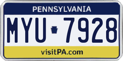 PA license plate MYU7928