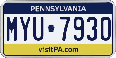 PA license plate MYU7930