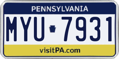 PA license plate MYU7931