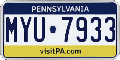 PA license plate MYU7933