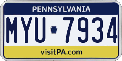 PA license plate MYU7934