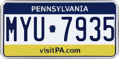 PA license plate MYU7935