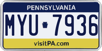 PA license plate MYU7936