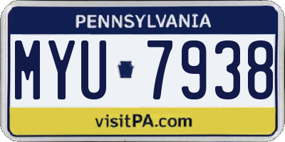 PA license plate MYU7938