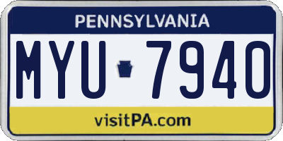 PA license plate MYU7940