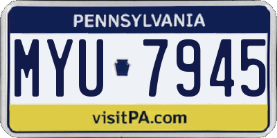 PA license plate MYU7945