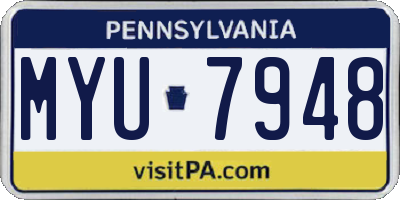 PA license plate MYU7948