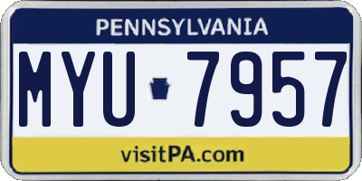 PA license plate MYU7957