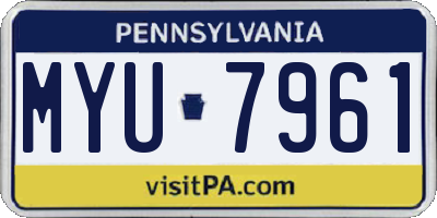 PA license plate MYU7961