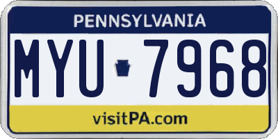 PA license plate MYU7968