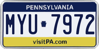 PA license plate MYU7972