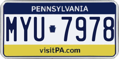 PA license plate MYU7978