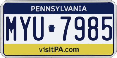PA license plate MYU7985