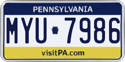 PA license plate MYU7986