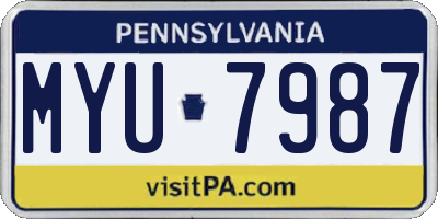 PA license plate MYU7987