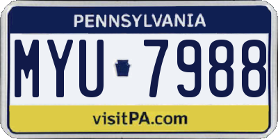 PA license plate MYU7988