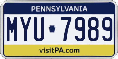 PA license plate MYU7989