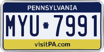 PA license plate MYU7991