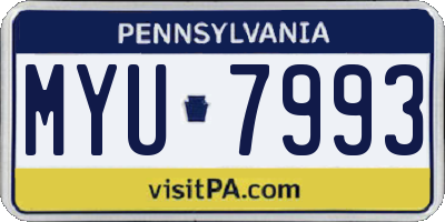 PA license plate MYU7993