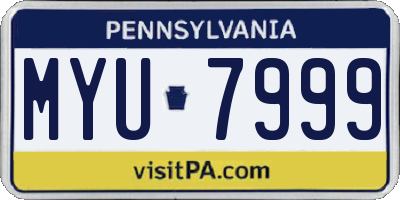 PA license plate MYU7999