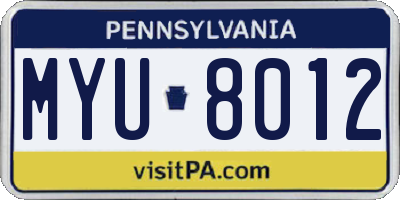 PA license plate MYU8012